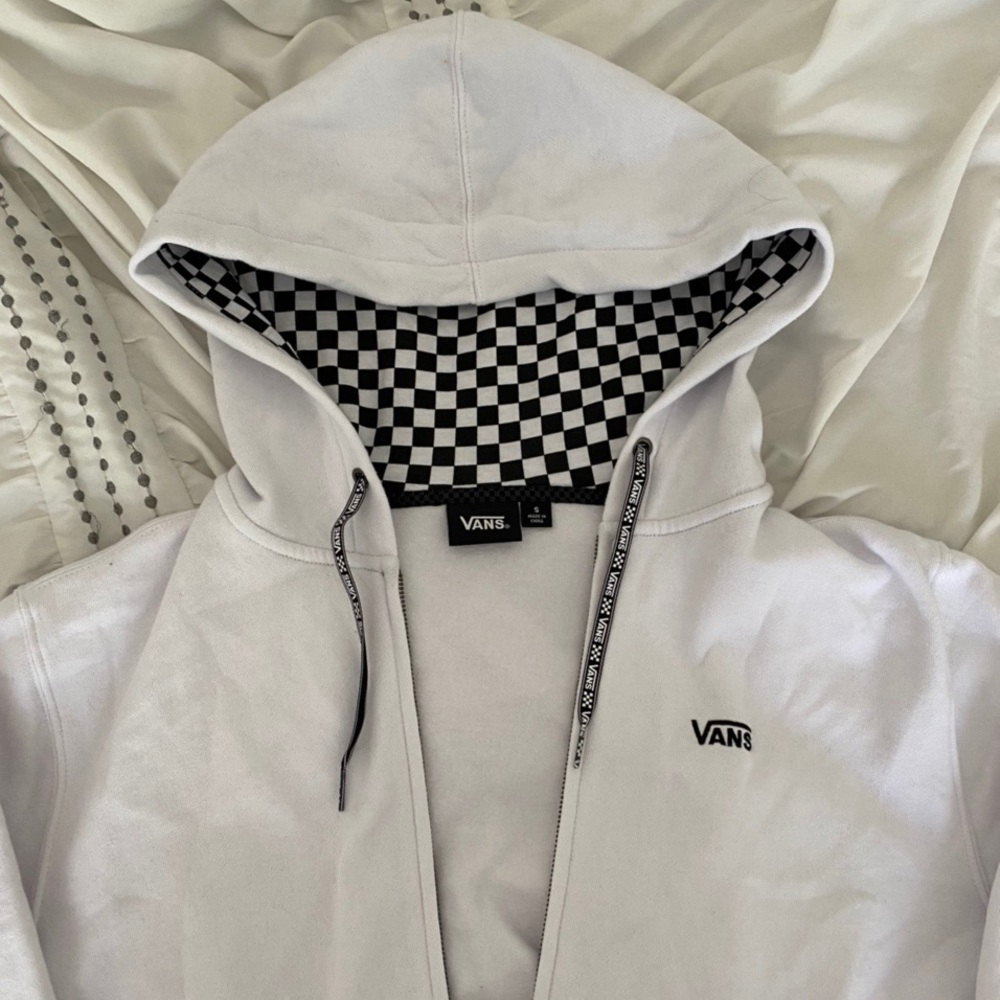 vans checkered white hoodie